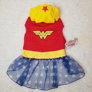 Justice Leage DC Large 🔴 WONDER WOMAN 🔴 Pet Dog Hooded Dress Halloween Costume